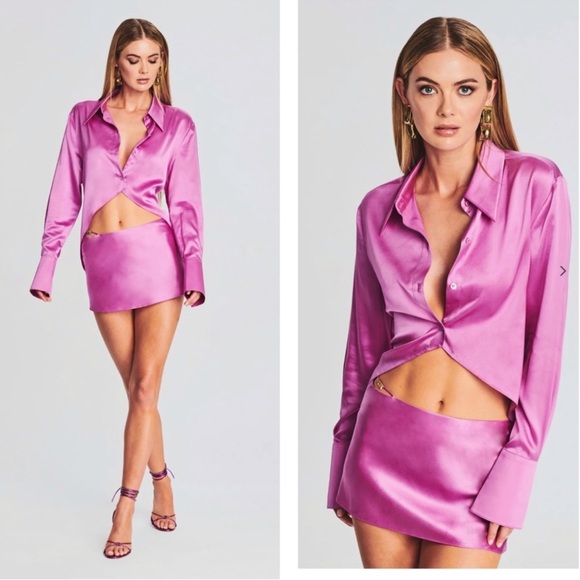 NWT SER.O.YA SEBASTIAN SILK BLOUSE IN ROSE BUD Size M - Picture 1 of 9